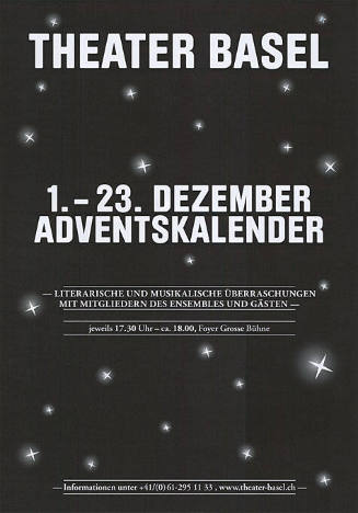 Theater Basel, 1.– 23. Dezember, Adventskalender
