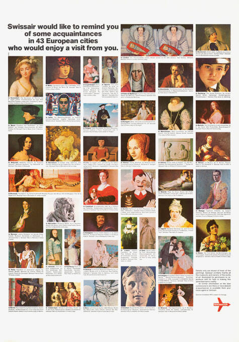 Swissair would like to remind you of some acquaintances in 43 European cities who would enjoy a visit from you. Swissair