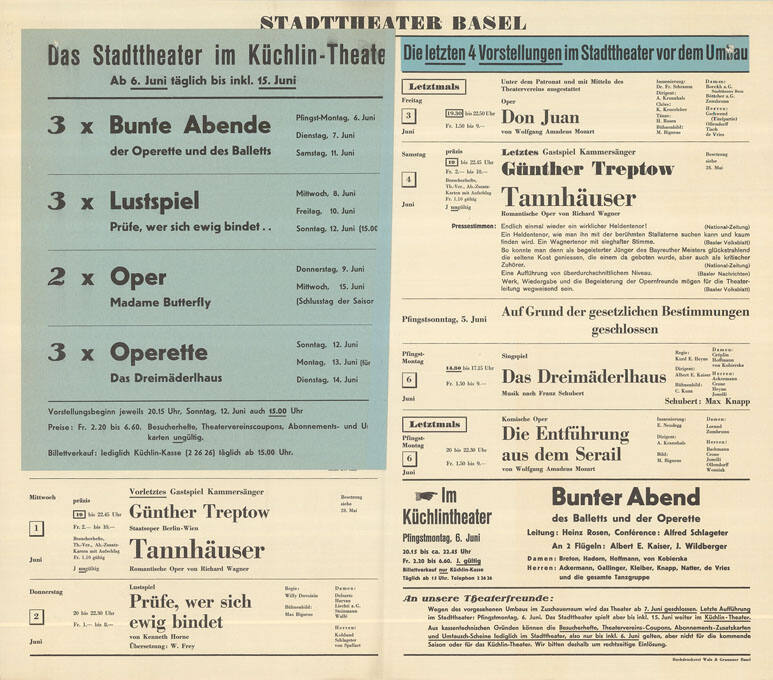 Stadttheater Basel, Das Stadttheater im Küchlin-Theater