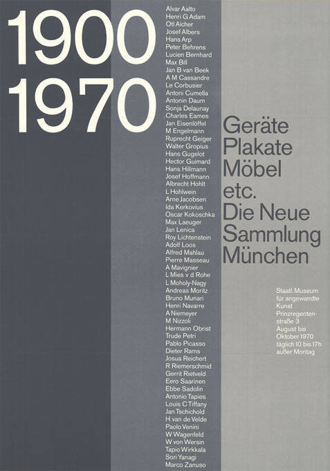 1900, 1970, Geräte, Plakate, Möbel etc., Die Neue Sammlung, München