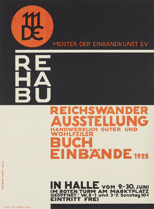 RE HA BU, Reichswanderaussstellung handwerklich guter und wohlfeiler Bucheinbände, Halle