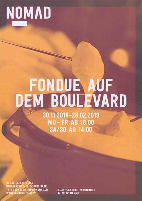 Fondue auf dem Boulevard, Nomad Eatery & Bar, Basel