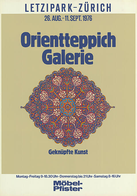 Orientteppich Galerie, geknüpfte Kunst, Möbel-Pfister, Letzipark - Zürich
