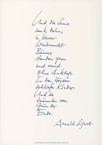 Und die Sonne sank dahin, in klirrer Winternacht […], Arnold Sigrist