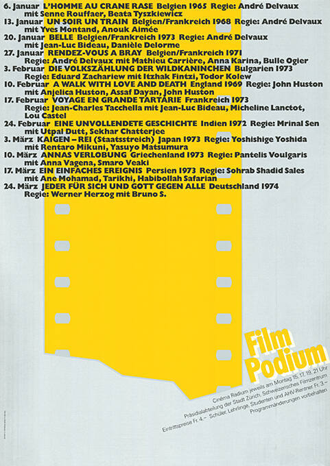 Filmpodium Zürich, Programm Januar–März 1975