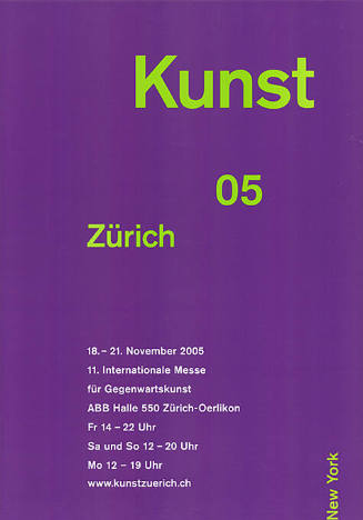 Kunst 05 Zürich, 11. Internationale Messe für Gegenwartskunst, Zürich-Oerlikon