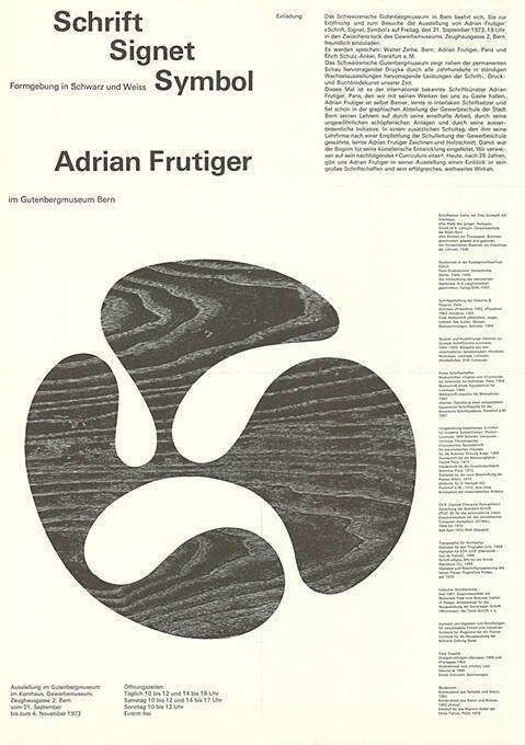 Adrian Frutiger, Schrift, Signet, Symbol, Gutenbergmuseum Bern