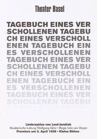 Tagebuch eines Verschollenen, Liederzyklus von Leos Janácek, Kleine Bühne, Theater Basel