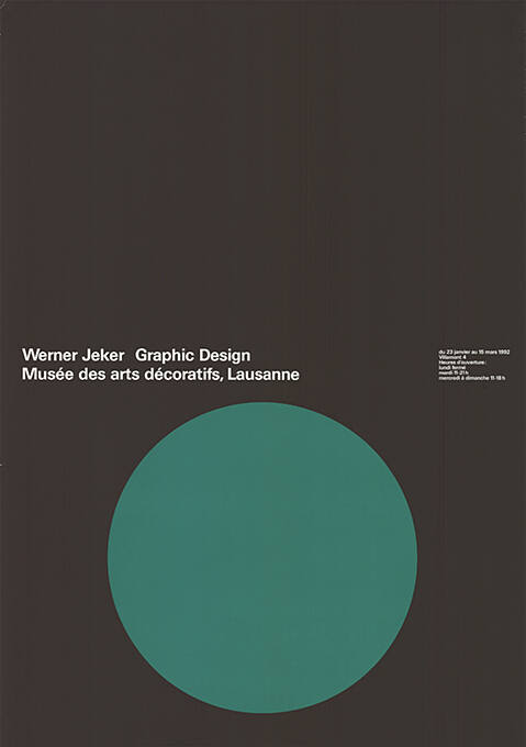 Werner Jeker, Graphic Design, Musée des arts décoratifs, Lausanne