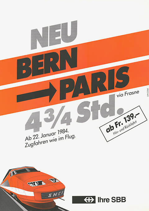 Neu, Bern–Paris, Ihre SBB