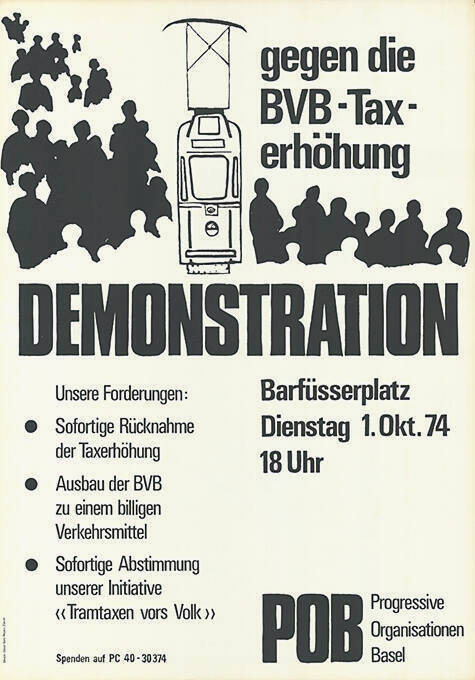 Gegen die BVB-Taxerhöhung, Demonstration, POB Progressive Organisationen Basel
