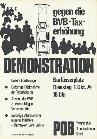 Gegen die BVB-Taxerhöhung, Demonstration, POB Progressive Organisationen Basel