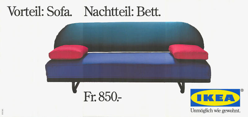 Vorteil: Sofa. Nachtteil: Bett. IKEA