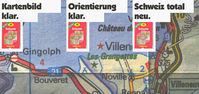 Kartenbild klar. Orientierung klar. Schweiz total klar. Hallwag