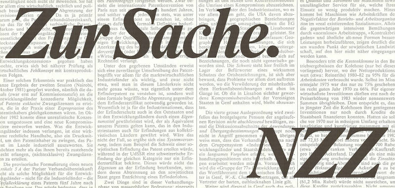 Zur Sache. NZZ