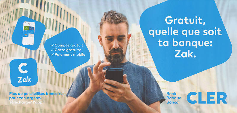 Gratuit, quelle que soit ta banque: Zak. Bank Cler