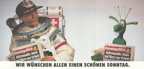 SonntagsBlick, Astronautin: Auch auf Mars nur Grüne! Wir wünschen allen einen schönen Sonntag.