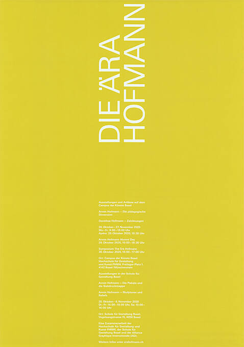 Die Ära Hofmann, Schule für Gestaltung, Hochschule für Gestaltung FHNW
