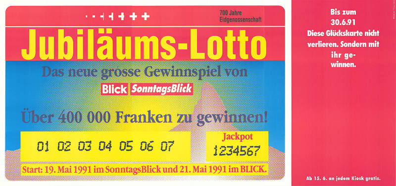 Jubiläums-Lotto, Das neue grosse Gewinnspiel von Blick, SonntagsBlick