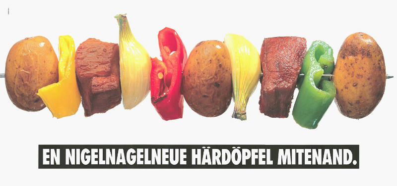 En nigelnagelneue Härdöpfel mitenand.