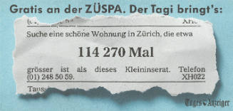 Gratis an der ZÜSPA. Der Tagi bringt’s: Tages-Anzeiger