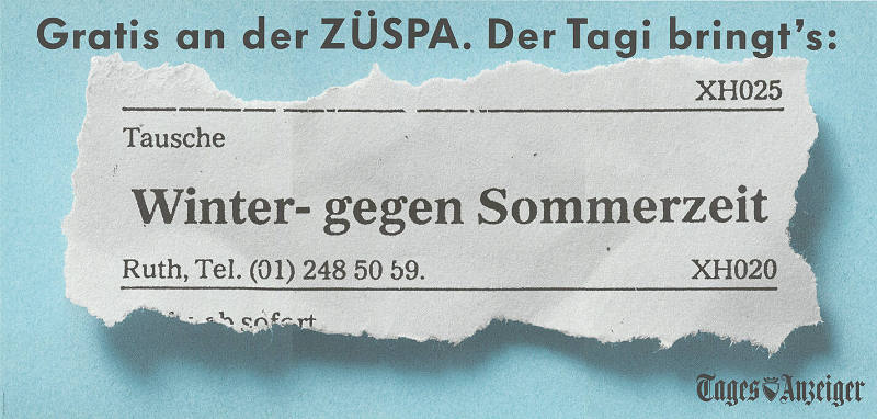 Gratis an der ZÜSPA. Der Tagi bringt’s: Tages-Anzeiger