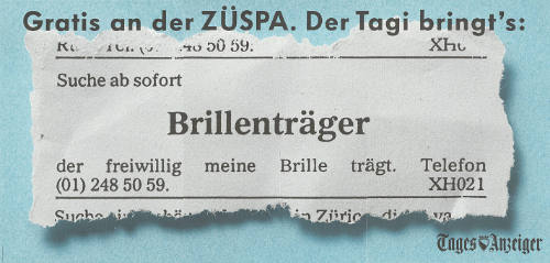 Gratis an der ZÜSPA. Der Tagi bringt’s: Tages-Anzeiger