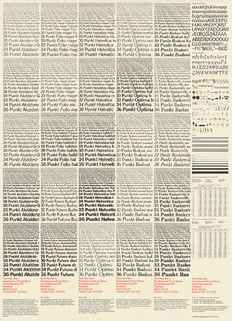 Schriftproben, Handsetzerei Ernst Gloor, Zürich