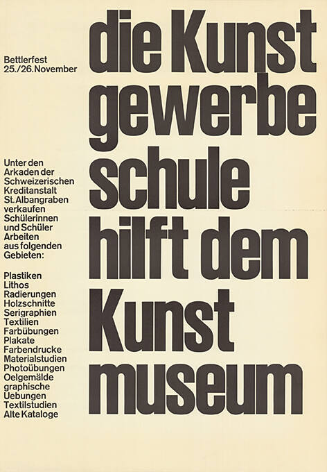 Die Kunstgewerbeschule hilft dem Kunstmuseum